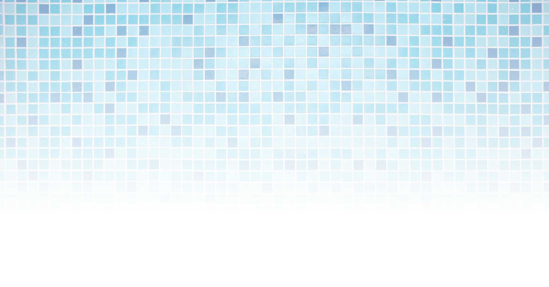 The image shows a light blue mosaic tile wall with small square tiles creating a gradient effect from faded white at the bottom.